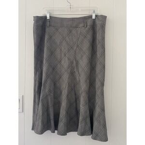 Sandro Sportswear Women's 16 Classic Gray Plaid Trumpet Fluted Midi Skirt